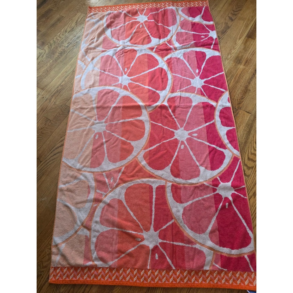 The Big One Pink Orange Grapefruit Citrus Beach Towel 100% Cotton 34x68 Y2K Boho